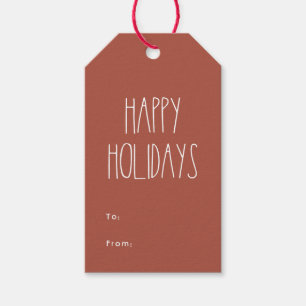 Red Boho Polka Dot Happy Holidays to from Geschenkanhänger