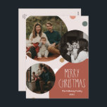 Red Boho Polka Dot Weihnachten Abstrakt Drei-Foto<br><div class="desc">Diese abstrakte, rot-böhmische Polka dot weihnachtliche Postkarte aus drei Fotos ist perfekt für Ihren modernen böhmischen Landhaus-inspiriert Urlaub Gruß. Der klassische rustikale, aber feine handgezeichnet Schriftart verleiht ihm einen erdigen Vintagen Look und behalte ihn niedlich und einfach. Die Polka-Punkte kommen in Erdtönen wie Rot, Salbei, Rosa, Rosa, Terrakotta, Rost und...</div>