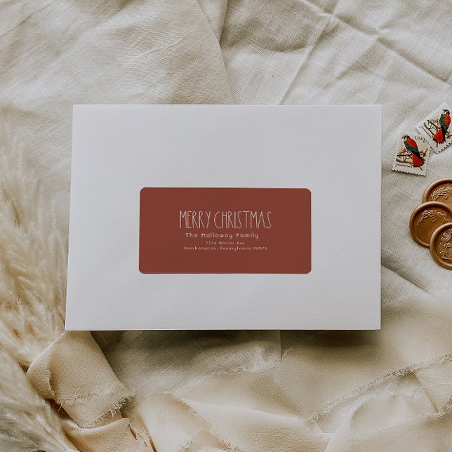 Red Boho Weihnachts-Rücksendeadresse (Von Creator hochgeladen)
