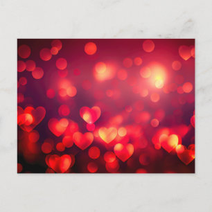 Red Bokeh Hearts Postkarte