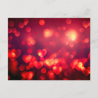 Red Bokeh Hearts Postkarte
