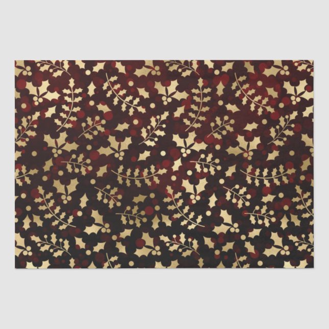 Red Bokeh und Gold Foil Weihnachtsfeier Seidenpapier (Vorderseite)