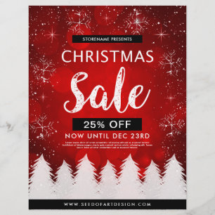 Red Bokeh Weihnachtsverkauf Einzelhandelswerbung Flyer