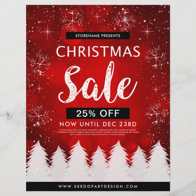 Red Bokeh Weihnachtsverkauf Einzelhandelswerbung Flyer (Vorne)