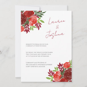 Red Bold Bright Floral Thema Hochzeit Einladung