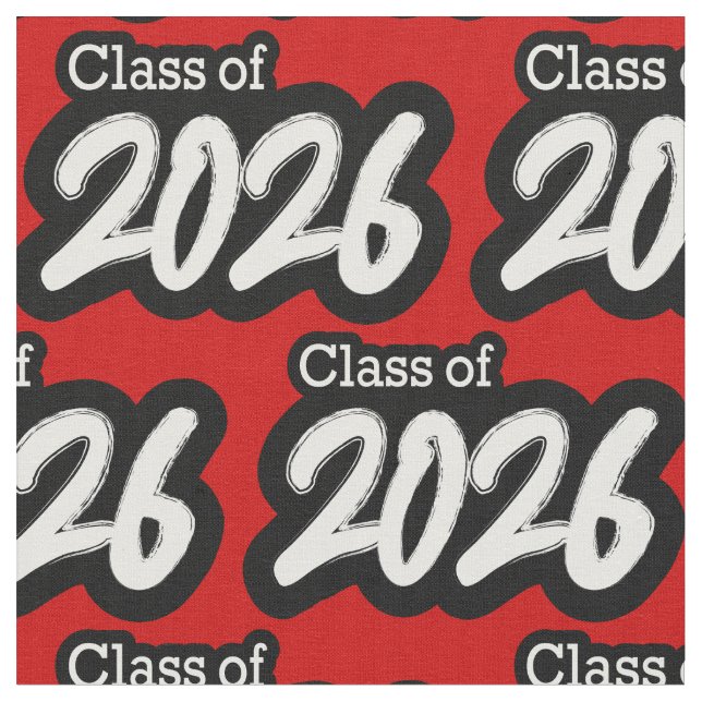 Red Bold Brush Class of 2026 Stoff (Nahaufnahme)
