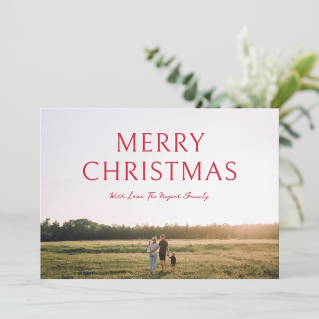 Red Bold Typografy Foto Elegante Weihnachten (Stehend Vorderseite)