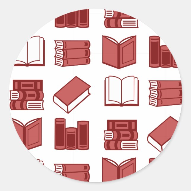 Red Book Reading and Writing Pattern Runder Aufkleber (Vorderseite)