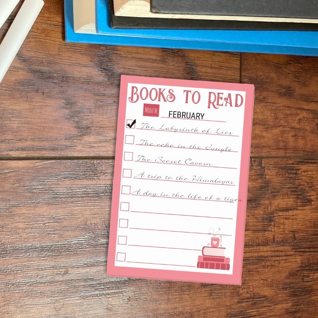 Red Books to Read List Post-It Notes Klebezettel (Monthly reading list post-it notes .)