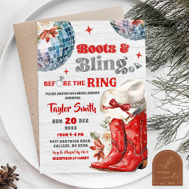 Red Boots und Bling Disco Weihnachts-Brautparty Einladung