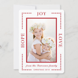 Red Border Hope Joy Liebe Modernes Foto Feiertagskarte
