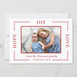 Red Border Hope Joy Liebe Weihnachts-Foto Feiertagskarte