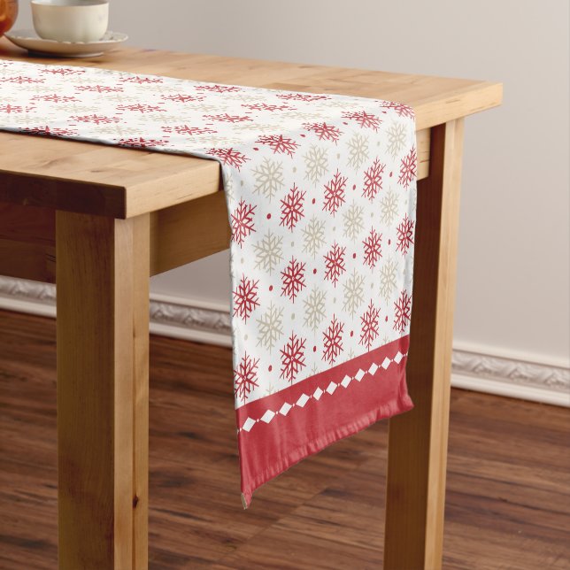 Red Border Snowflake Muster Weihnachten Kurzer Tischläufer (Beispiel)