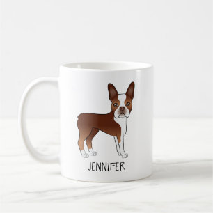 Red Boston Terrier Niedlich Cartoon Dog & Individu Kaffeetasse