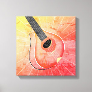 Red Bouzouki Musikinstrument Texturierte Kunst  Leinwanddruck