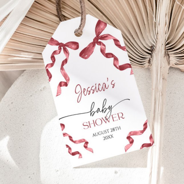 Red Bow Baby Dusche Geschenkanhänger (Von Creator hochgeladen)