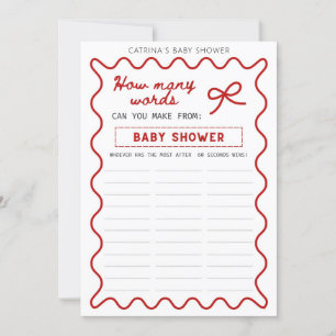 Red Bow Baby Shower - Bearbeitbarer Name, 12x18 Ei Einladung