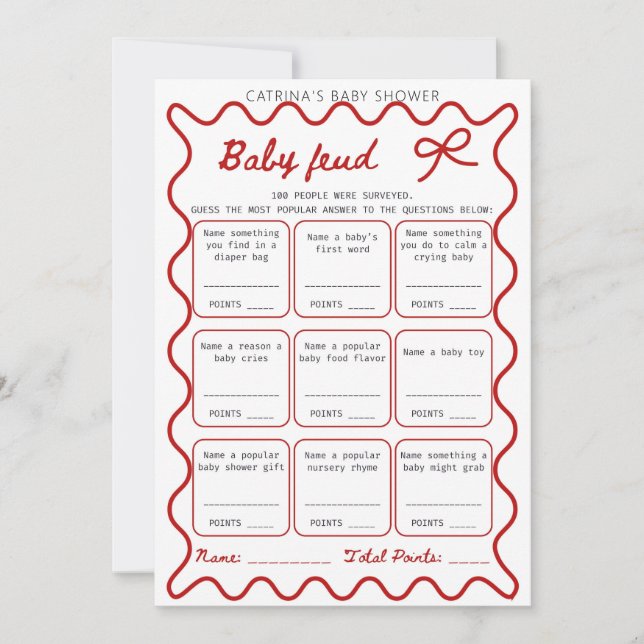 Red Bow Baby Showroom - Bearbeitbarer Name, 12x18 Einladung (Vorderseite)