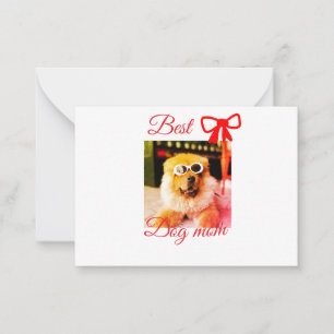 Red bow best dog Mom Papa Foto hund/pet name Mitteilungskarte