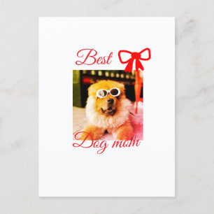 Red bow best dog Mom Papa Foto hund/pet name Postkarte