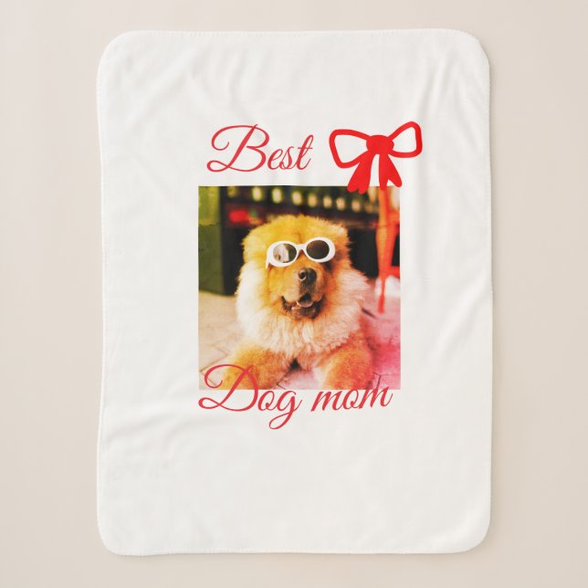 Red bow best dog Mom Papa Foto hund/pet name Sherpadecke (Vorderseite)