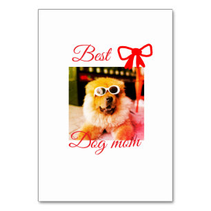 Red bow best dog Mom Papa Foto hund/pet name Tischnummer