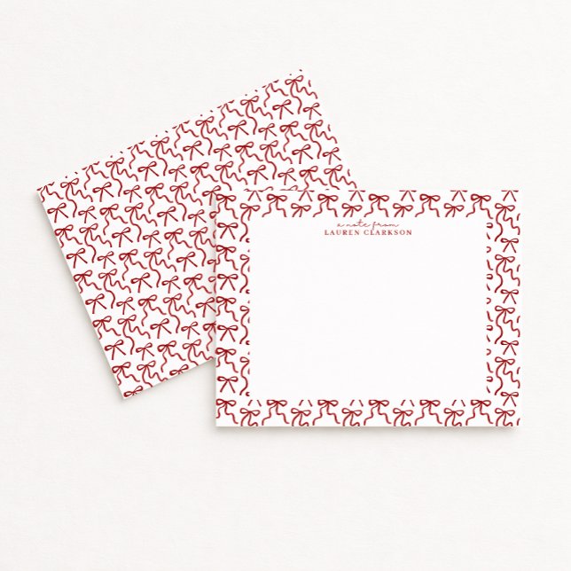 Red Bow Border Valentine's Day Note Card Einladung (Von Creator hochgeladen)
