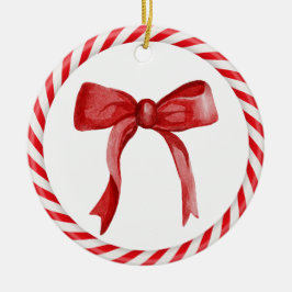 Red Bow Candy Cane Niedlich einzigartiges Weihnach Keramik Ornament