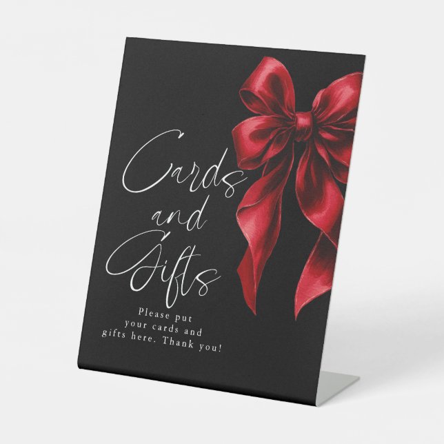 Red Bow Cards und Geschenke Black Brautparty Sockelschild (Vorderseite)