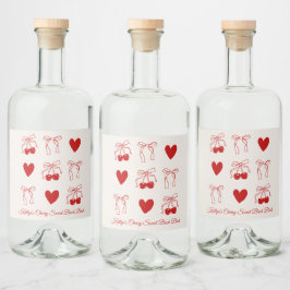 Red Bow Cherry Sweet Junggeselinnen-Abschied Dekor Alkoholflaschenetikett