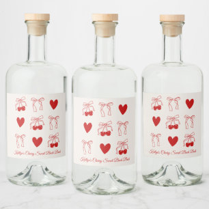 Red Bow Cherry Sweet Junggeselinnen-Abschied Dekor Alkoholflaschenetikett