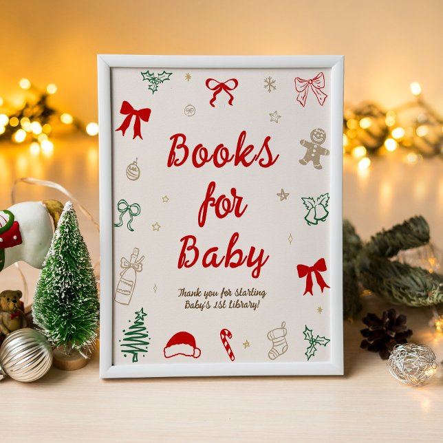 Red Bow Christmas Baby Shower Books for Baby Poster (Von Creator hochgeladen)
