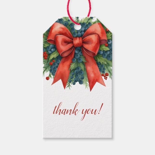 Red Bow Christmas Baby Shower Geschenkanhänger (Vorderseite)