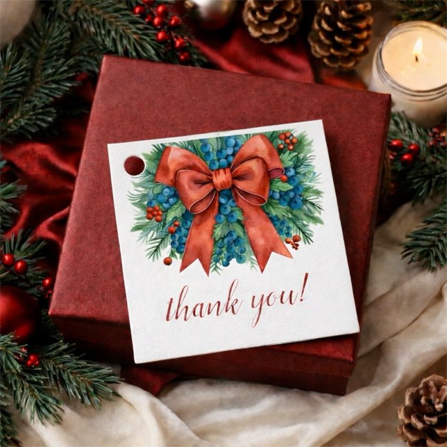 Red Bow Christmas Baby Shower Geschenkanhänger (Red Bow Christmas Baby Shower Favor Tags)