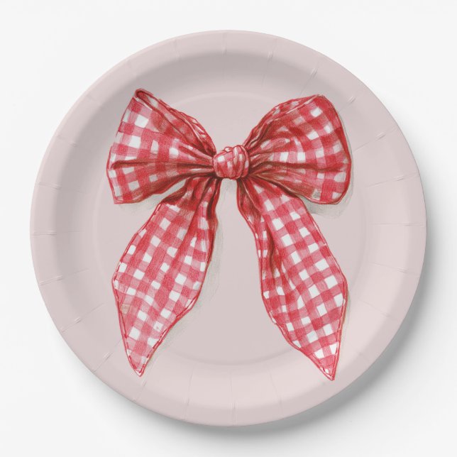 Red Bow Christmas Paper Plates Pappteller (Vorderseite)