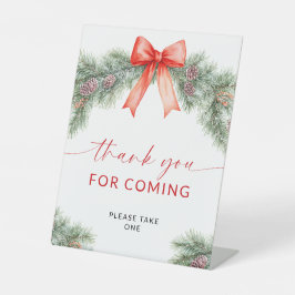 Red Bow Christmas Thanks For Coming Sign Sockelschild