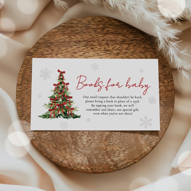 Red Bow Christmas Tree Books for Baby Baby Shower Begleitkarte (Von Creator hochgeladen)