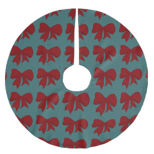 Red Bow Christmas Tree Skirt Polyester Weihnachtsbaumdecke
