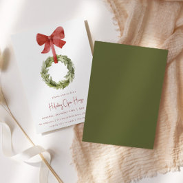 Red Bow Christmas Wreath | Holiday Open House Einladung