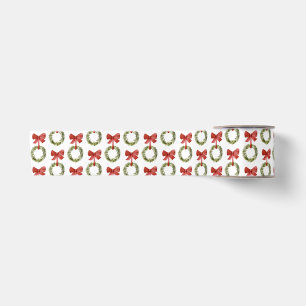 Red Bow Christmas Wreath Satinband