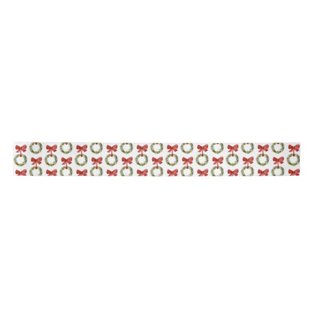 Red Bow Christmas Wreath Satinband (Vorderseite)