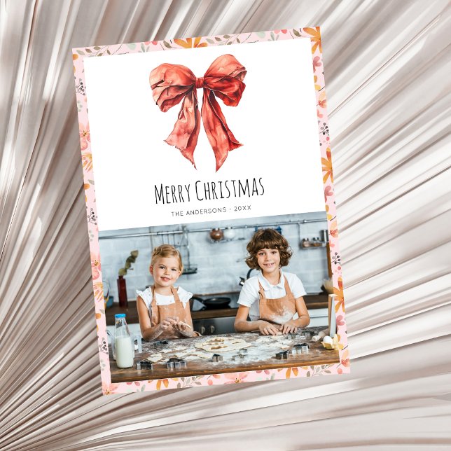 Red Bow Coquette Minimal Foto Weihnachten (Von Creator hochgeladen)