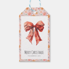 Red Bow Coquette Minimalistisch Weihnachten Geschenkanhänger