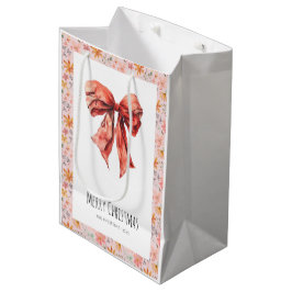 Red Bow Coquette Minimalistisch Weihnachten Mittlere Geschenktüte