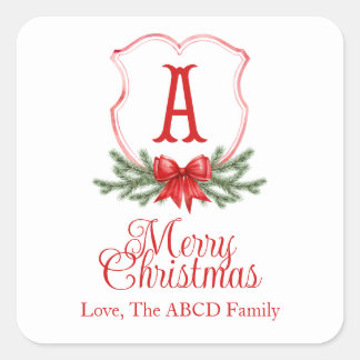 Red Bow Frohe Weihnachts-Wappen Sticker Geschenk-T