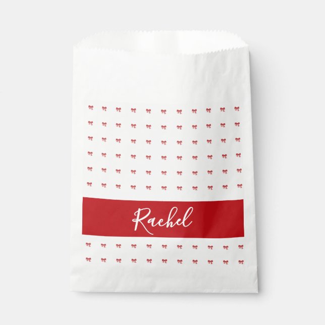 Red Bow Girl Birthday Party Gefallen Bag Geschenktütchen (Vorderseite)