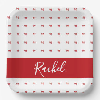 Red Bow Girl Birthday Party Paper Plate Pappteller