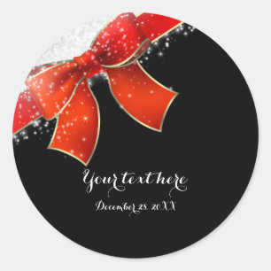 Red Bow & Glitzern Chic Holiday Weihnachtsvorliebe Runder Aufkleber