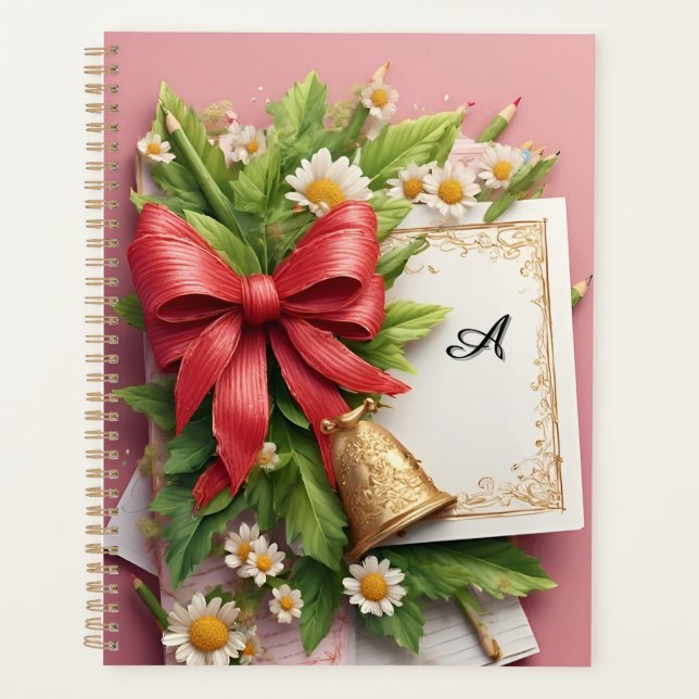 Red Bow, Golden Bell und dekorative Elemente Planer (Vorderseite)