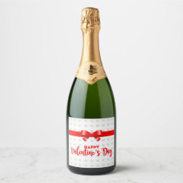 Red Bow Happy Valentine's Day Sparkling Weinkarte